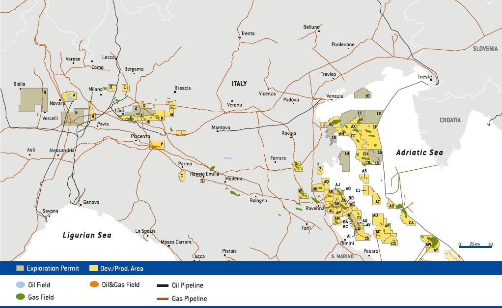 Activity areas &ndash; Adriatic and Ionian Sea (map)
