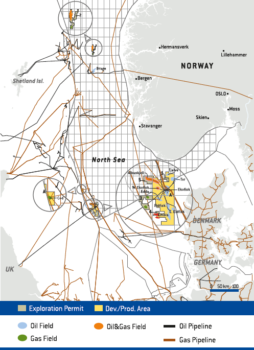 Activity areas &ndash; Norwegian Section of the North Sea (map)