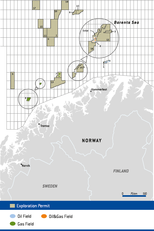 Activity areas &ndash; Barents Sea (map)