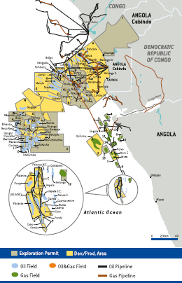 Activity areas &ndash; Angola (map)