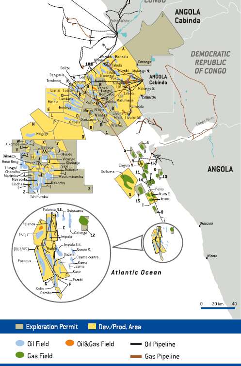 Activity areas &ndash; Angola (map)