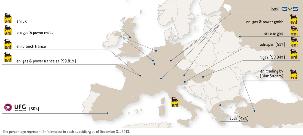 Eni in Europe (map)