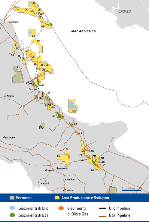 Paesi di attivit&agrave; &ndash; Appennino Centro-Meridionale (Mappa)
