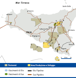 Paesi di attivit&agrave; &ndash; Sicilia (Mappa)